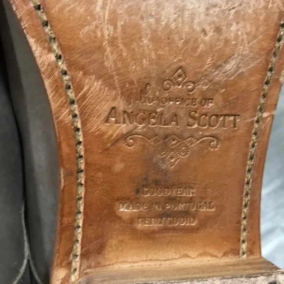 The Office of Angela Scott Ms. Baker Oxfords in Silver Overlay Tan Leather